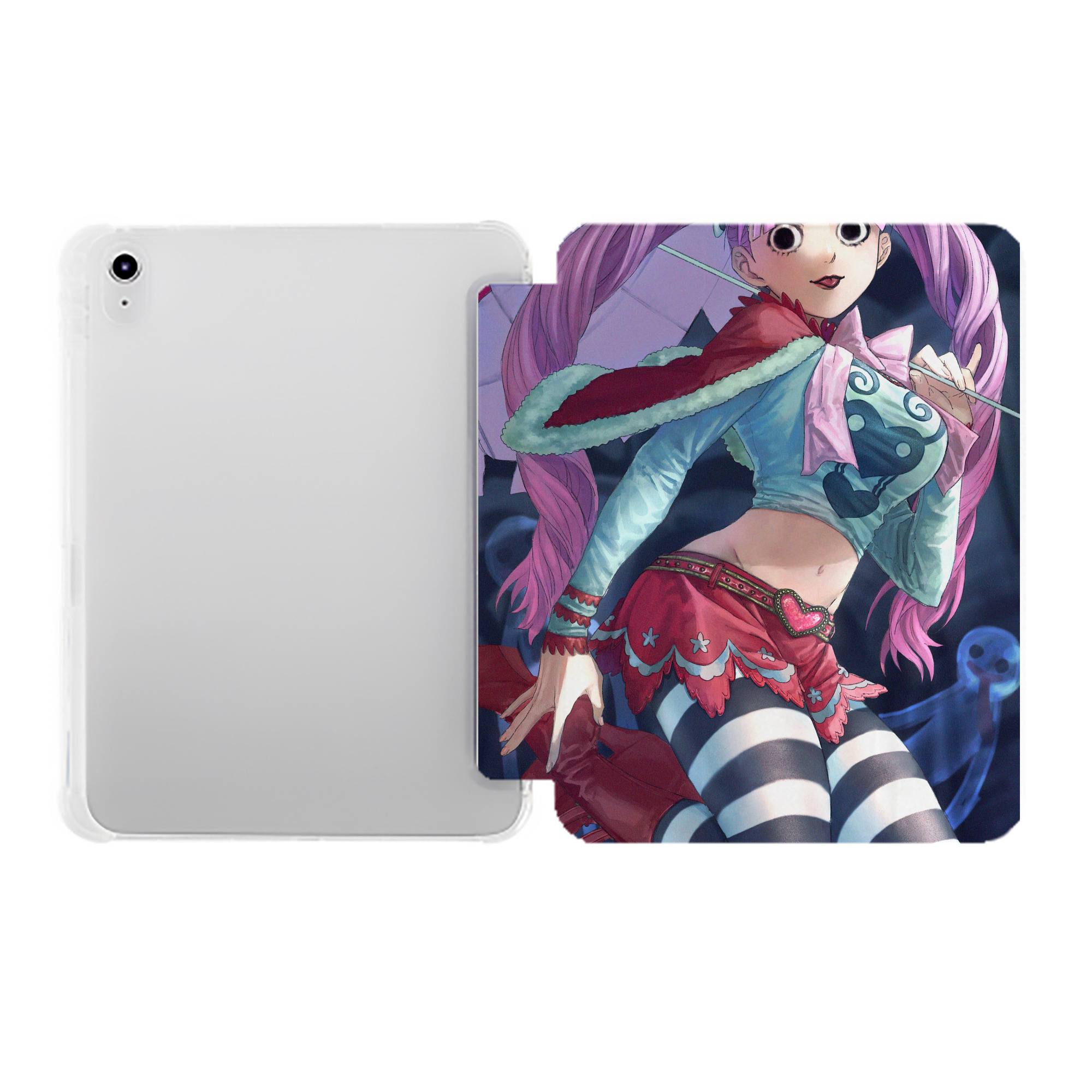（画像用） ワンピース ONE PIECE IPad ケース ペン収納付き 三つ折りスタンド PUレザー×シリコン 対応機種9.5/10.5/10.9インチ